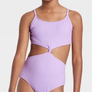 Art Class Purple XL Plus 14-16 UPF 50+ Swimwear with Cut Outs NWT
